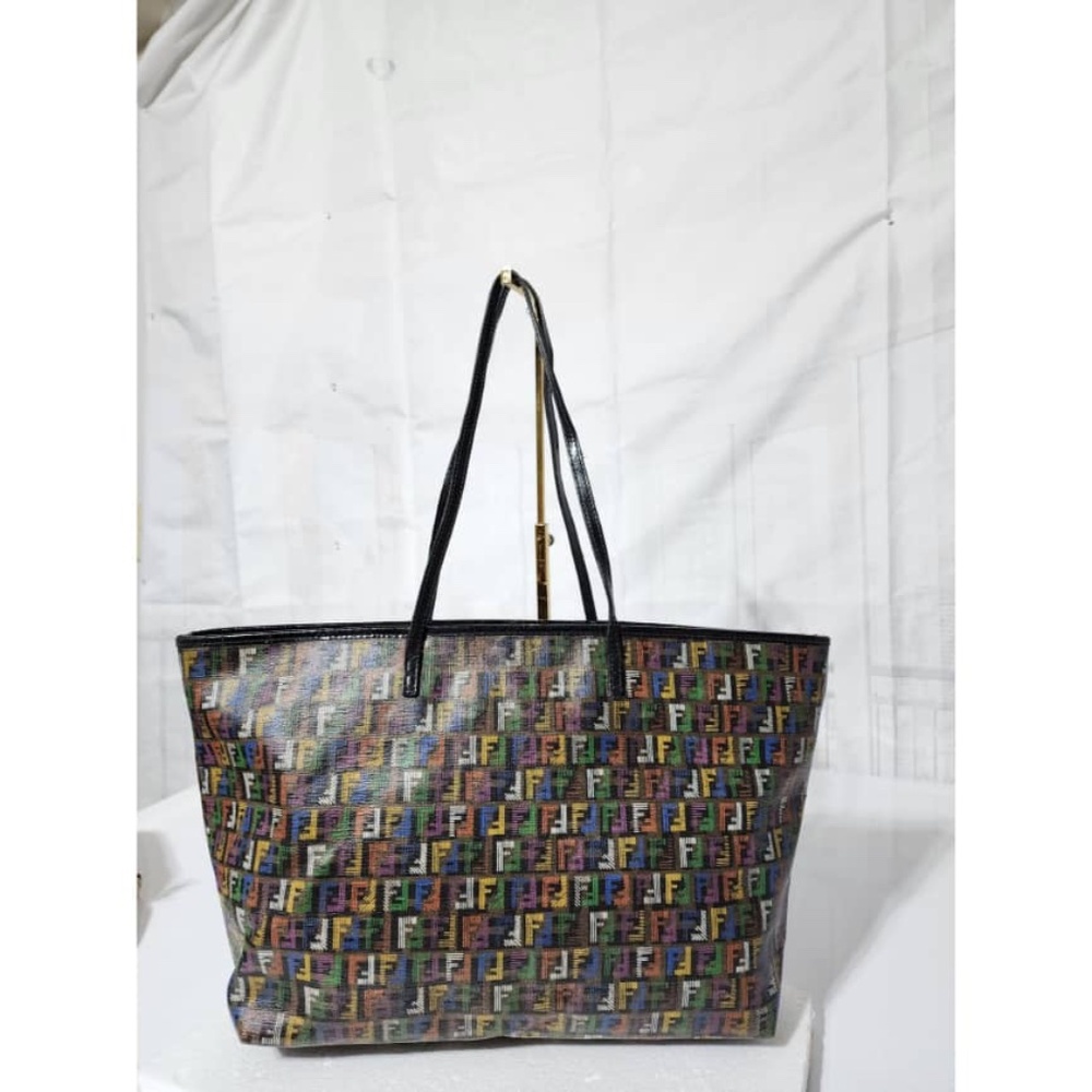 Authentic Fendi Multicolored Zucca Coated Canvas Large Roll Tote Bag - Picture 5 of 15